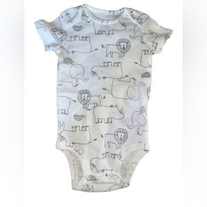 3/$15 Simple Joys by Carter’s white and gray safari animal print onesie Sz 3-6M